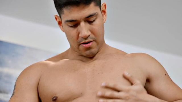 Handsome jock solo masturba