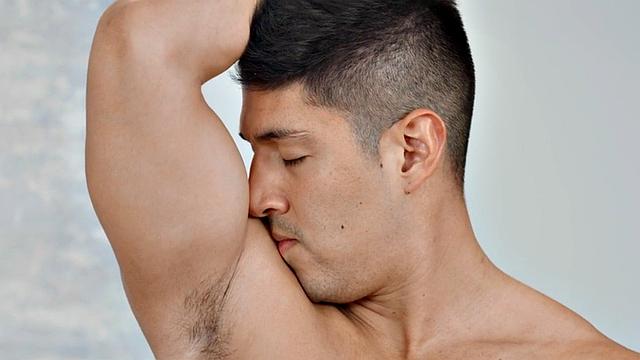 Handsome jock solo masturba