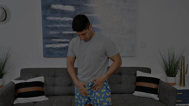 Handsome jock solo masturba