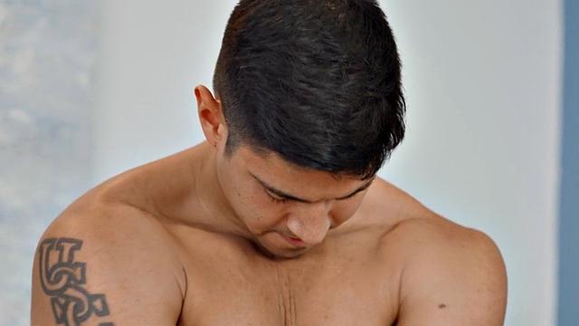 Handsome jock solo masturba