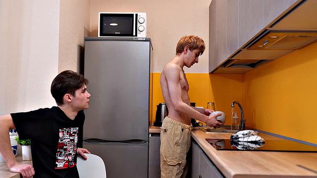 Gay Teens Fuck Over a Sink Full of Dirty Dishes
