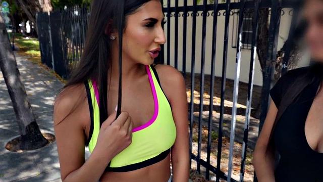 Watch these hot babes get picked up and pleasured in public for some steamy lesbian action