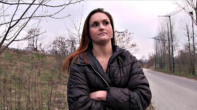 Kinky tattooed chick with earrings gets paid for sex in the great outdoors