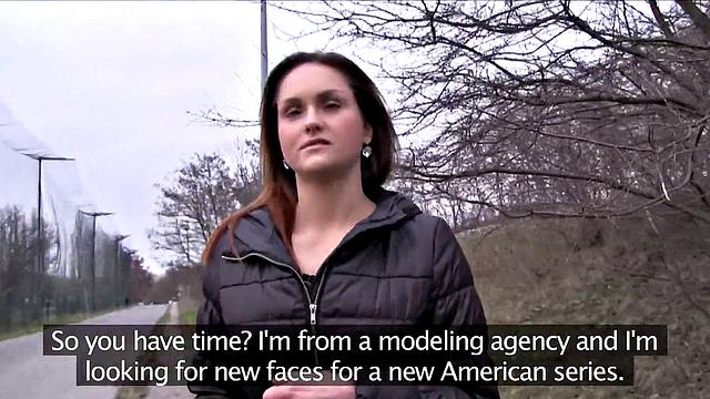 Kinky tattooed chick with earrings gets paid for sex in the great outdoors