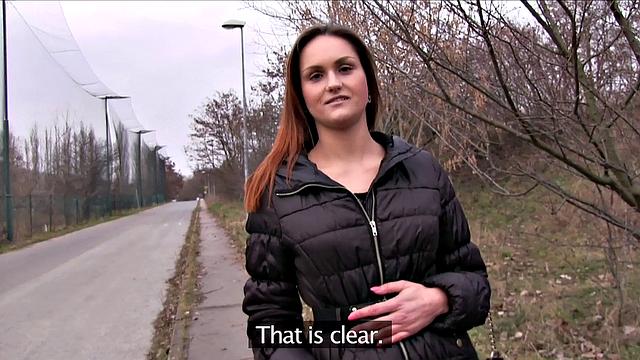 Kinky tattooed chick with earrings gets paid for sex in the great outdoors