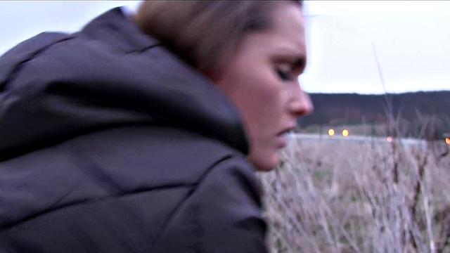 Kinky tattooed chick with earrings gets paid for sex in the great outdoors