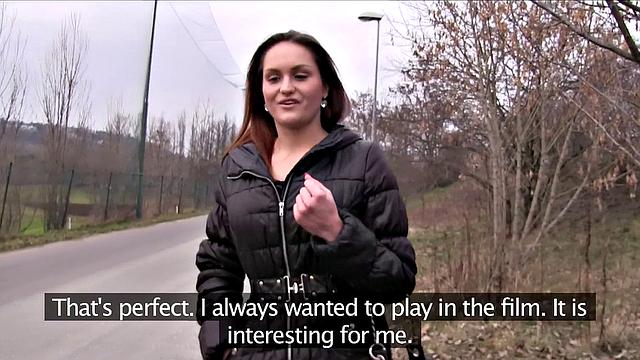 Kinky tattooed chick with earrings gets paid for sex in the great outdoors