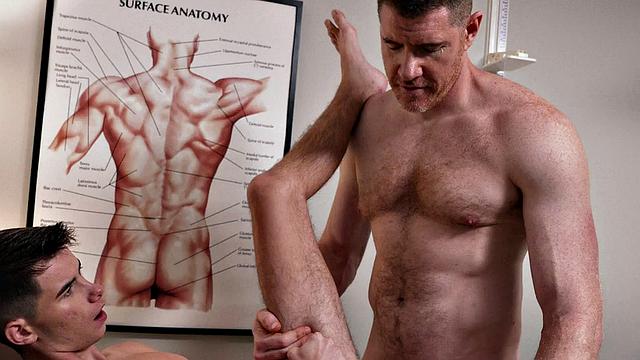 Petit twunk examined by mature doctor