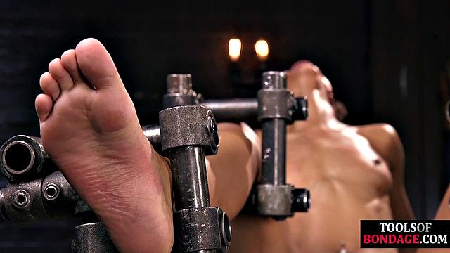 Submissive ebony spanked by master