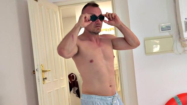 Stunning babe cockriding manager's dick