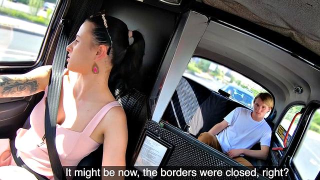 Taxi driving euro rides in reverse cowgirl before spoon sex