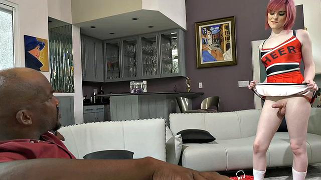 Dirty transsexual fucked by black in tight anal hole