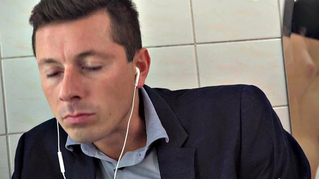 Kinky brunette wife teasing her man while he's online in the bedroom