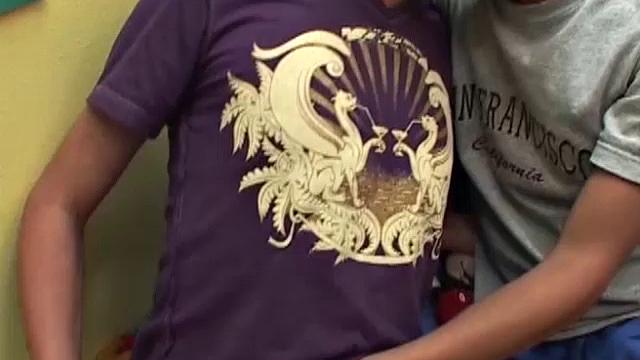 Latinos Bernard and Gerardo know just how to break up the day by taking some time to roll around on the floor. A well-placed hand gets the mood going and soon the boys are naked and sucking on big uncut dicks.