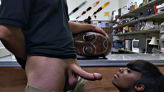 BWC boss bangs small-titted brunette in POV store sex tape