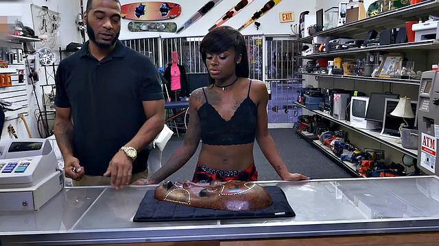 BWC boss bangs small-titted brunette in POV store sex tape