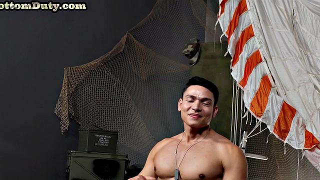 Navy stud with abs barebacks bottom on duty till he cums