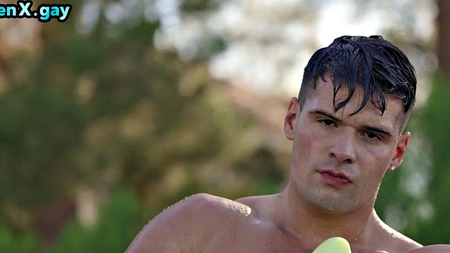 Manly jock barebacking his wanking BFF after car wash