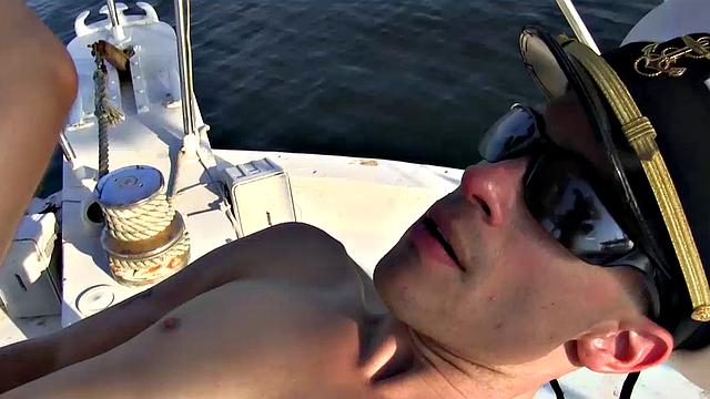 In part 2 of a two part series, Victor Cody treats his friends to a day on the yacht. He and Sailor Blue bareback and breed PBJay who is the ship's pass around bottom.