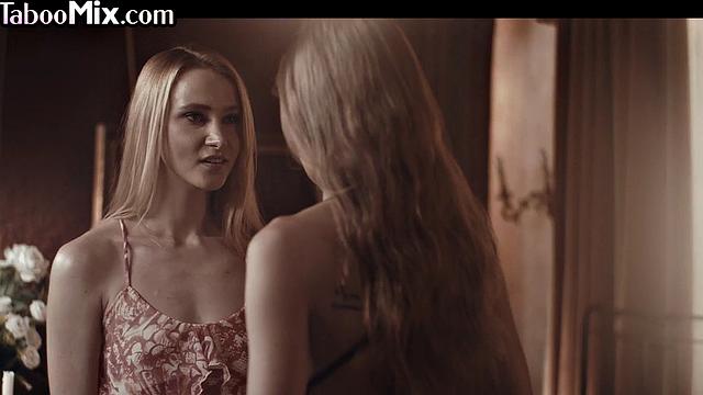 Sensual naughty lesbians eating