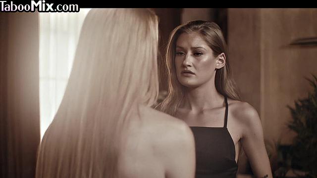 Sensual naughty lesbians eating