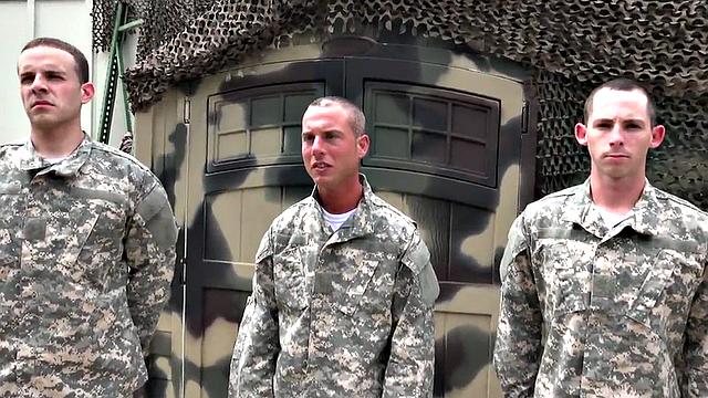 Locker room military studs enjoy orgy during free time