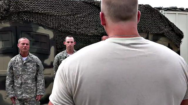 Locker room military studs enjoy orgy during free time