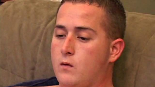 Lane can't resist stroking his hard cock for the camera