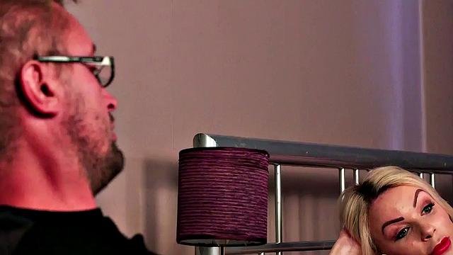 Voyeur bosomy femdom MILF teases BF wanking cock