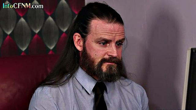 Horny office CFNM babes give BJ to guy