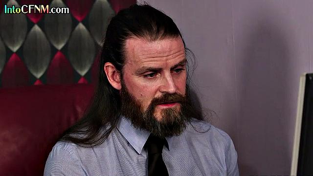 Horny office CFNM babes give BJ to guy