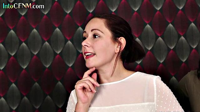 Horny office CFNM babes give BJ to guy