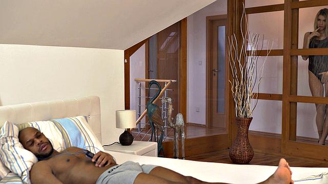 BLACK4K. Hot goddess cheats when she sees a hung black guy in the lobby