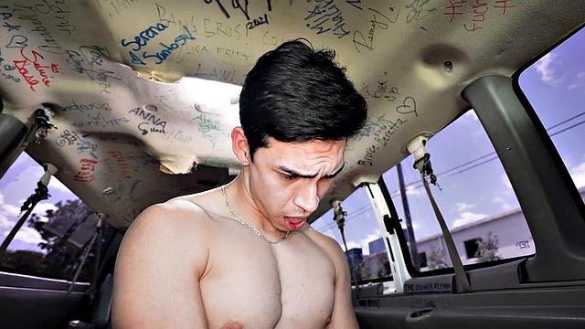 Pulled straight stud fucks gay in van till cum in mouth