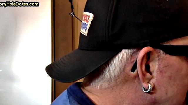 Mature gay bottom gloryhole fucked in closeup after Blowjob