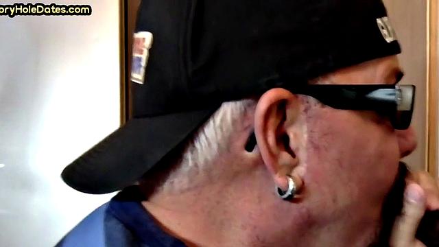 Mature gay bottom gloryhole fucked in closeup after Blowjob