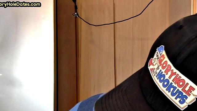 Mature gay bottom gloryhole fucked in closeup after Blowjob