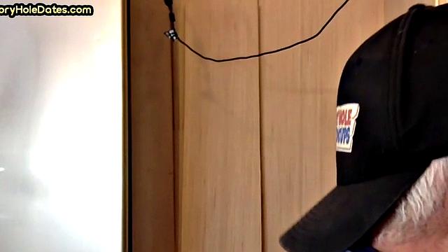 Mature gay bottom gloryhole fucked in closeup after Blowjob