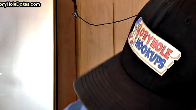 Mature gay bottom gloryhole fucked in closeup after Blowjob