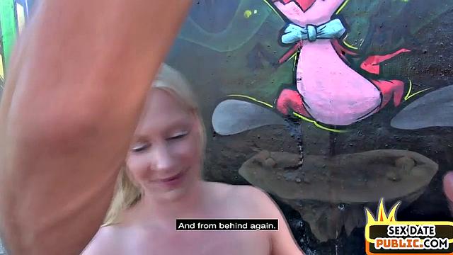 Public amateur German babe fucked outdoors after casting