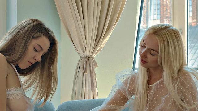 Soft erotic small titted nympho dykes enjoy soft cuddle