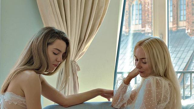 Soft erotic small titted nympho dykes enjoy soft cuddle