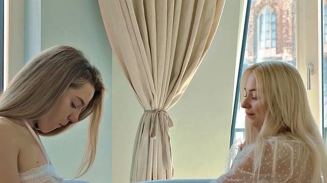 Soft erotic small titted nympho dykes enjoy soft cuddle