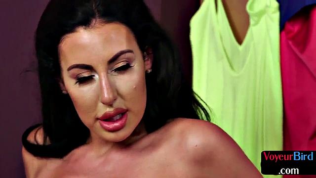 Cute MILF watching guy jerk off