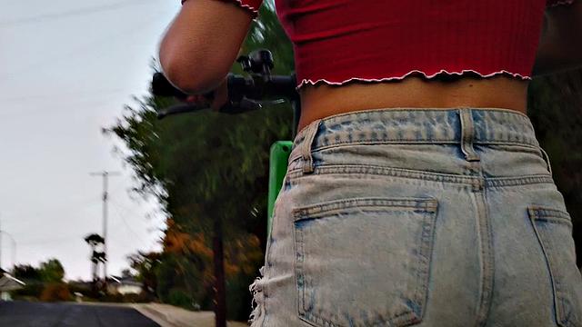 Watch me get on my scooter & ride like a wild American babe