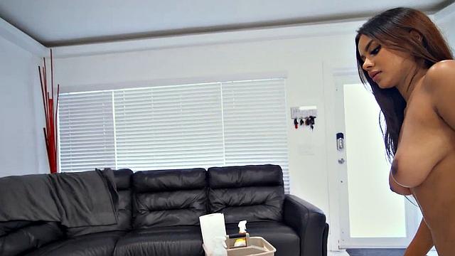 Seduced dirty maid fucked by big dick in tight pussy hole