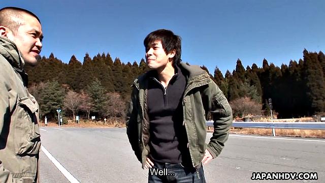 Horny guys enjoy blowjobs at hot springs