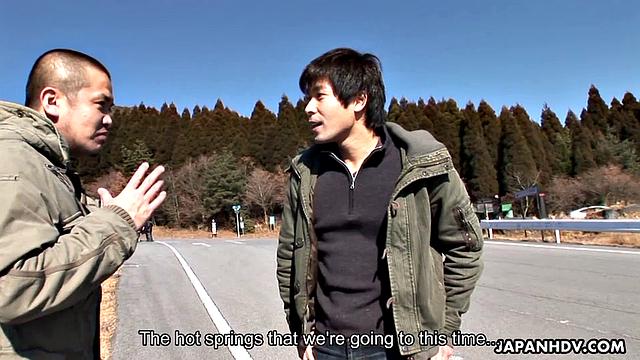 Horny guys enjoy blowjobs at hot springs