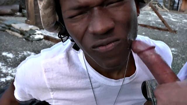 Watch these soldiers go wild in a wild outdoor interracial orgy with a submissive wearing glasses and a black tank top