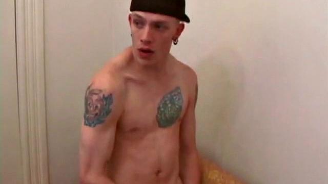 Adam is back and this time he's sucking on Shane's cock with his pierced tongue. Then, with Shane on his back, Adam slides his stiff dick in and fucks the boy. The two end up blowing their loads while jerking off.